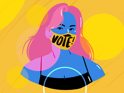 Vote! blue bright character colorful girl illustration mask masking photoshop procreate usa vote woman