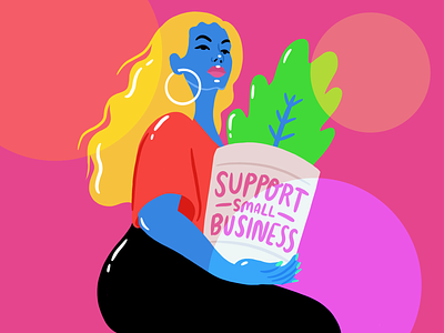 Support Small Business! 2020 brand illustration colorful covid covid 19 draw hair houseplants illustrate illustration lockdown plant lady procreate shop small small biz woman