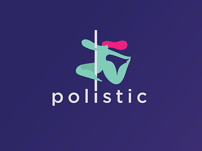 Polistic alternative logo design dance female fitness hair identity logo neon pole powerful studio woman
