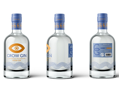 Crow Gin - 'River Gin' bottle packaging