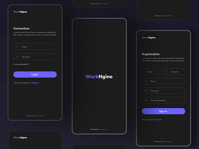 Login / register screens pages app design login mobile register template ui ux