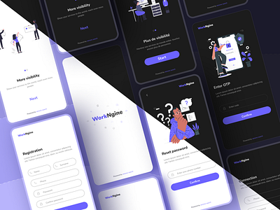 Light & Dark mode screens - WorkNgine App app dark mode design light mode ui ux