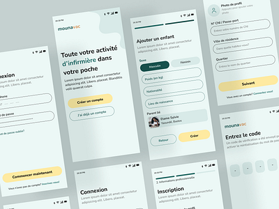 Medical app forms screens - Mounavac design form login medical minimal mobile onboarding signup ui ux