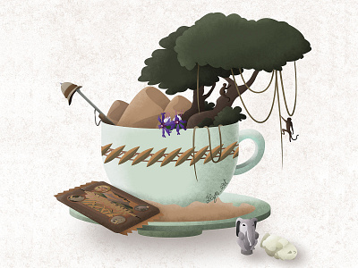 Jumanji teacup 2d illustration boardgames cinema digital art drawing film illustrator jumanji movie photoshop teacup