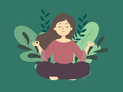 Meditation 2d animation adobe after effects animation art breathe digitalart graphic design green illustration illustrator leaves meditation motion graphics nature vector yoga