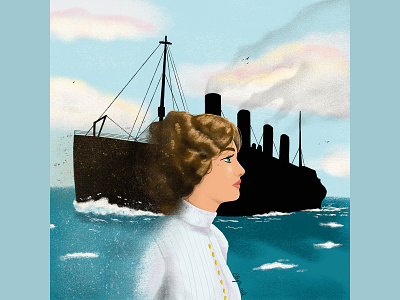 Titanic Victims Tribute 110titanic 1912 anniversary chalk character design digitalart illustr illustration procreate sea ship wreck titanic tribute woman woman profile