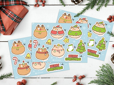 Merry Christmas sticker set christmas cute cute art illustration sticker sticker design