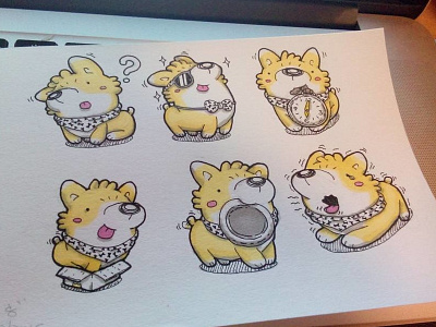 Corgi emoticon corgi cute drawing sketch