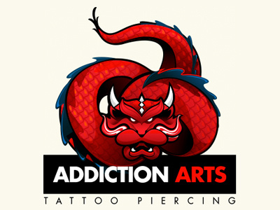 Logo Addiction Arts - Tattoo Piercing addiction ai arts azzolini dragon jonatas logo piercing red tattoo vector vetor