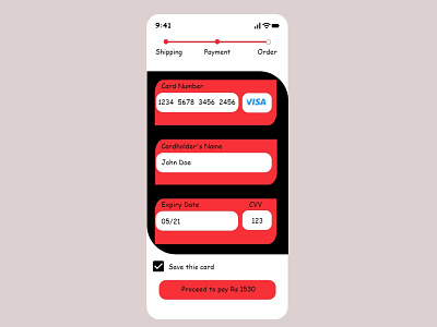 Payment checkout page app design ui