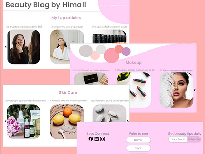 Beauty Blog Website adobe xd beauty blog cosmetics design makeup minimal skincare ui web