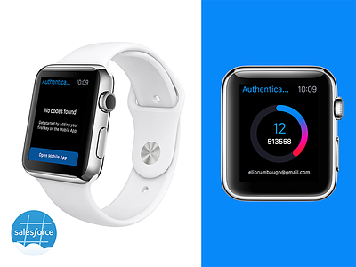 Salesforce Authenticator for Apple Watch app apple authenticator codes countdown design flat salesforce security timer ui watch