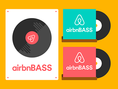 airbnBASS airbnb illustration logomark poster record record shelf records