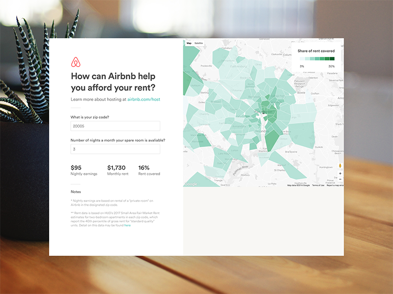 Airbnb Opportunity Calculator ux ui viz visualization data map calculator airbnb