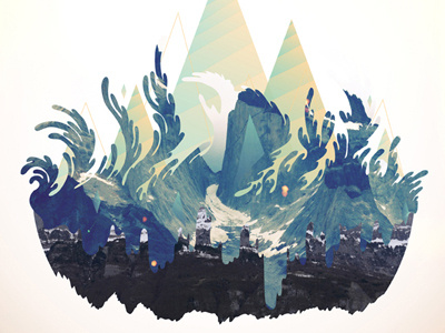 M83 Poster concert poster illustration masking mountains poster