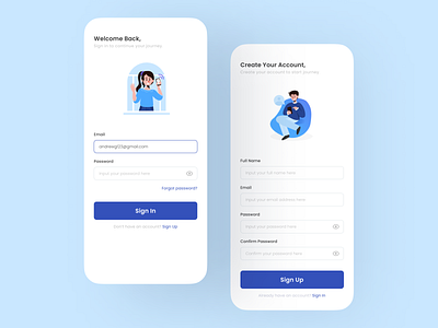 Sign In & Sign Up Screen design ui ux