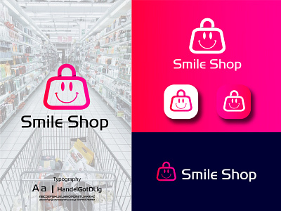 Smile Shop Logo Design branding business logo design flat illustration illustrator logo ui ux vector