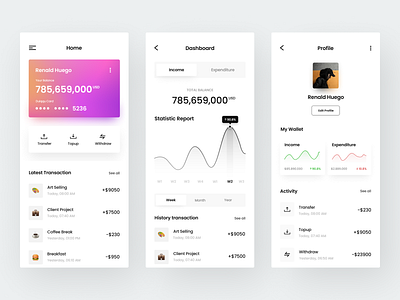 Duiqqu - Wallet Mobile App app app design application clean dashboard design finance financial financial app fintech mobile mobile design mobile ui statistic transaction ui uidesign wallet wallet app