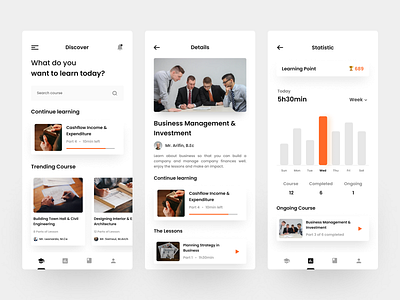 Dareng - Online Course Mobile App app design clean clean ui course app design digital course e learning education app learning platform mobile mobile design online class online course online learning online school statistic ui uidesign