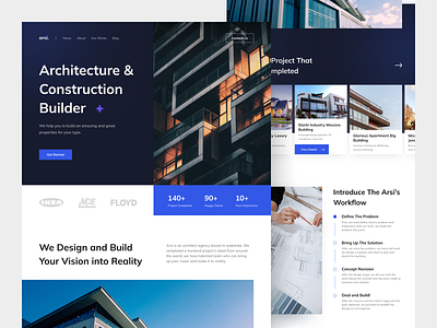 Arsi - Architecture Agency Landing Page agency architectural architecture building clean construction design header interior interior design landing page property real estate residence ui uidesign web design website website design