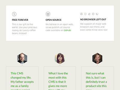 Best CMS Ever, features and testimonials