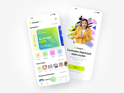 Dompetkuy - Wallet app app branding design finance graphic design home landing page mobile money splitbill typography ui ux wallet web