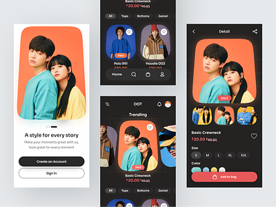 OOT - E-commerce App app app design app mobile clean clothing design e commerce ecommerce fashion marketplace minimalist mobile mobile design online shop onlineshop shop shopping store ui ux