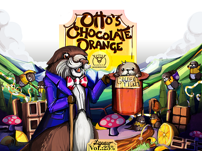 Ottos Chocolate Orange Label adobe animals branding design graphic design illustration logo vector
