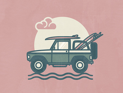 Beach Ute Illustration beach illustration jeep long island