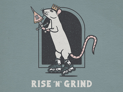 Roller Rat - 'Rise 'n' Grind' illustration lettering rat rollerblading