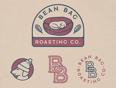 Bean Bag Roasting Company Branding badge beans brand identity branding coffee coffeeshop design dog illustration logo puppy