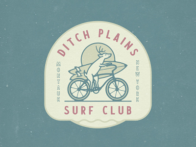 Ditch Plains Surf Club Branding badge beach bike branding cycling deer design illustration logo long island outdoors outdoorsy