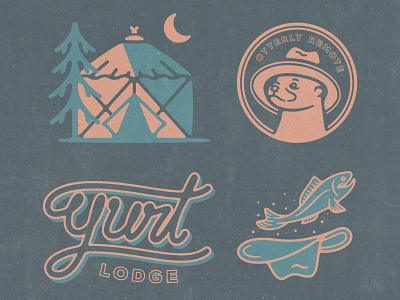 Yurt Lodge Branding badge branding camping design fish illustration lettering lodge logo otter outdoor outdoors yurt