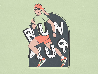 'RUN' Illustration branding design exercise fitness illustration lettering outdoors run runner running running shoes