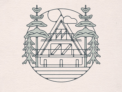 A-Frame Cabin Illustration aframe badge brand identity branding cabin camping design illustration lake outdoor outdoors