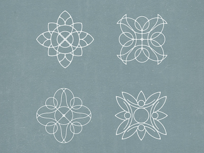 Geometric Floral Logo Marks badge brand identity branding design floral flower geometric illustration logo symmetrical symmetry