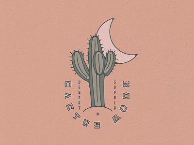 'Cactus Moon Desert Supply' Branding badge brand identity branding cactus desert design illustration logo moon