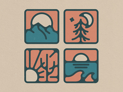 Great Outdoors Icon Series adventure badge brand identity branding desert design environment forest illustration logo mountain nature ocean outdoor woods