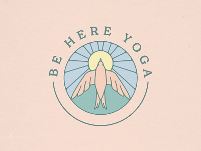 Be Here Yoga Branding (Unused Concept), 2021 badge bird brand identity branding design fitness health illustration logo yoga