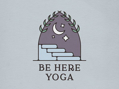 Be Here Yoga Branding (Unused Concept), 2021 badge brand identity branding design fitness health illustration logo moon yoga