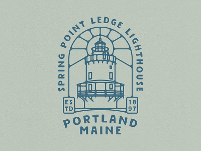 Spring Point Ledge Lighthouse Badge adventure badge brand identity branding design illustration light lighthouse logo maine portland tourism travel