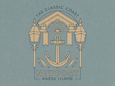 Newport, Rhode Island Badge, 2022 anchor badge brand identity branding coast design gilded age illustration logo mansion nautical newport rhode island rhody