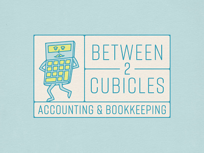 Between2Cubicles Branding (Unused Concepts), 2021 accounting badge bookkeeping brand identity branding calculator cartoon character design illustration logo tax taxes