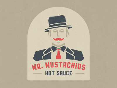 Mr. Mustachios Branding (Unused Concept), 2022 badge brand identity branding cartoon character design food geometric hot sauce illustration mascot mustache sauce