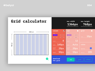 Grid Calculator // Daily UI 004 branding calculator calculator ui daily 100 challenge dailyui design figma flat grid illustrator minimal ui ux uxdesign