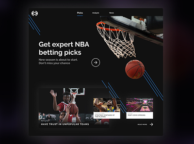 Daily UI 003 | Landing Page for NBA betting branding daily 100 challenge dailyui design figma illustrator nba odds sport sport design sport landing page sport ui sport ux ux