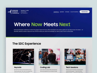 Samsung Developer Conference: Where Now Meets Then animation conference design tagline ui ux website