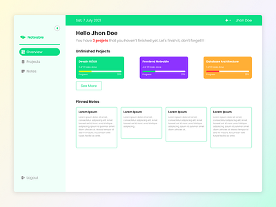 Noteable - Overview Design UI/UX