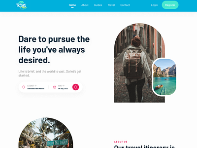 Travel landing page.