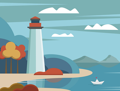 Lonely lighthouse design illustration lighthouse sea